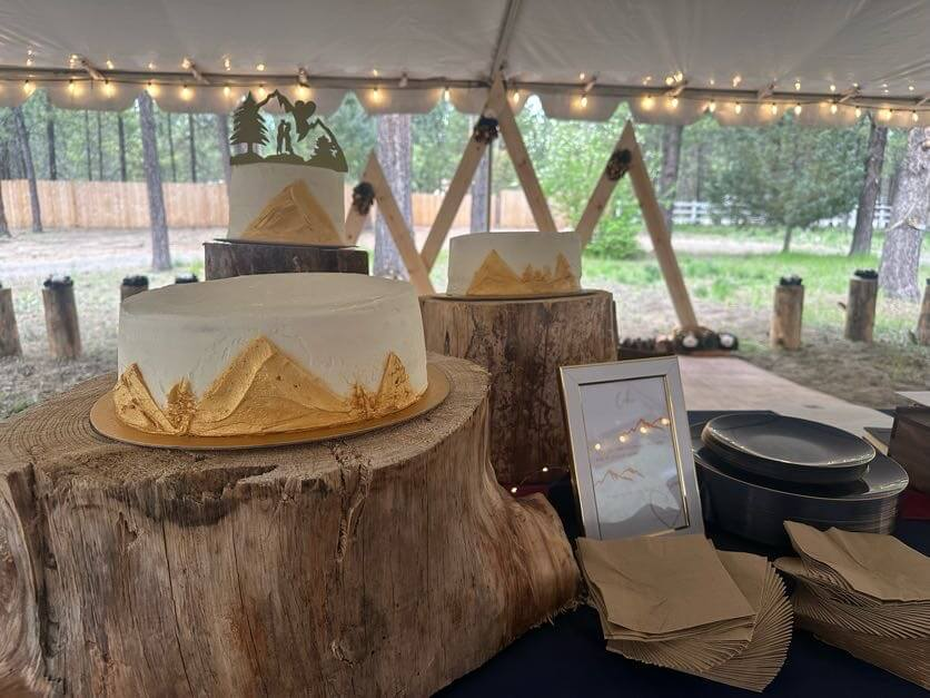 TM Wedding Cake display and setup by Gathered by Devon